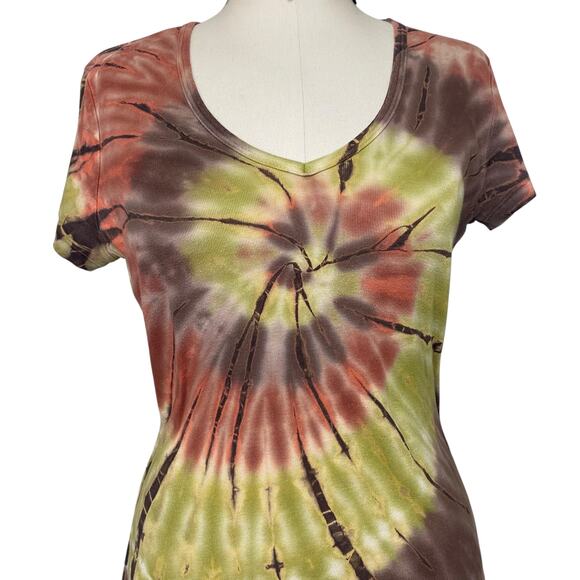 VTG Y2k 90's TRYST Cute Tie Die Green/Brown/Pink Top - Picture 1 of 9